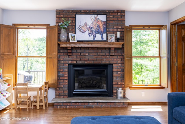 844 Red Oak Dr, Niskayuna, NY 12309 - living area featuring wood finished floors, a fireplace, and plenty of natural light