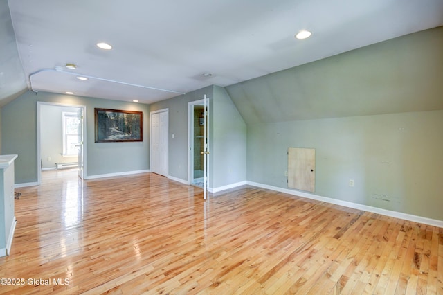 1348 Union St, Schenectady, NY 12308 - bonus room with vaulted ceiling, light wood-style floors, baseboards, recessed lighting, and a baseboard heating unit