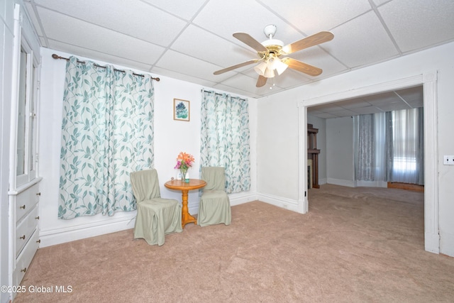 1526 6th Ave, Watervliet, NY 12189 - unfurnished room with carpet flooring, a drop ceiling, and a ceiling fan