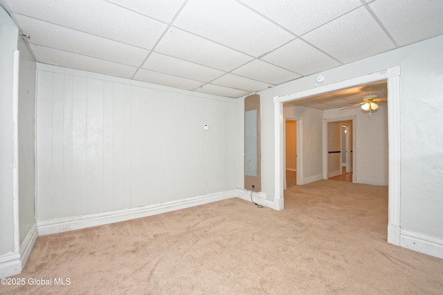 1526 6th Ave, Watervliet, NY 12189 - unfurnished room with a paneled ceiling, carpet floors, ceiling fan, and a smoke detector