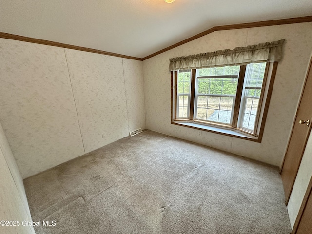 6041 Rte 9n, Hadley, NY 12835 - empty room with vaulted ceiling, carpet, and ornamental molding