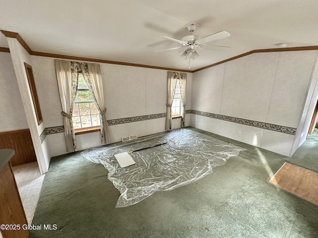 6041 Rte 9n, Hadley, NY 12835 - carpeted empty room with crown molding, healthy amount of natural light, and a ceiling fan