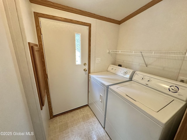 6041 Rte 9n, Hadley, NY 12835 - laundry room with independent washer and dryer and ornamental molding