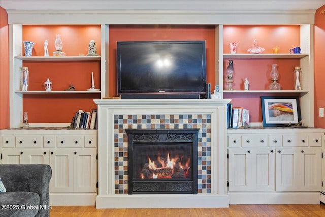 30 Overlook Ct, Claverack, NY 12534 - living room featuring light wood-style floors and a tiled fireplace
