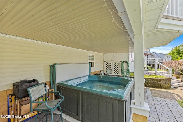 30 Overlook Ct, Claverack, NY 12534 - view of patio featuring a hot tub and stairs