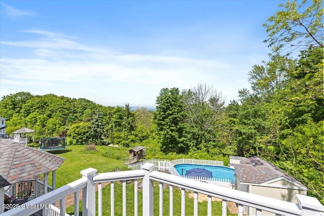 30 Overlook Ct, Claverack, NY 12534 - view of wooden balcony with view of pool area and a deck