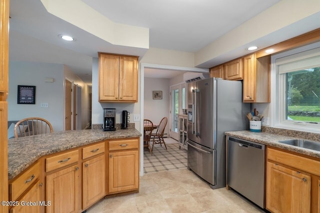 440 Posson Hill Rd, Middleburgh, NY 12122 - kitchen featuring stainless steel appliances, light floors, recessed lighting, and a sink