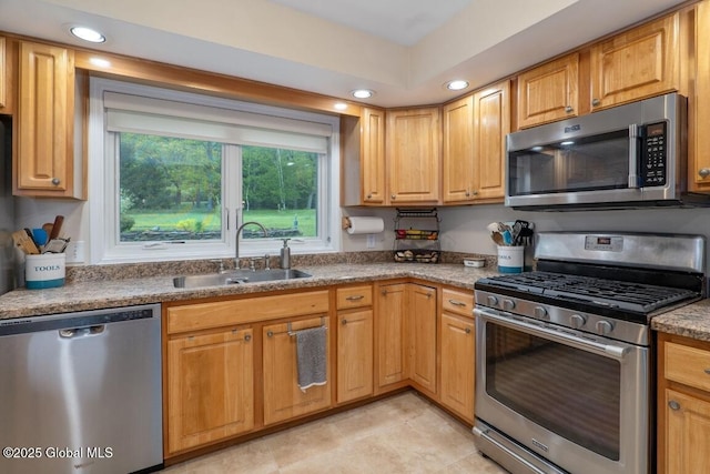 440 Posson Hill Rd, Middleburgh, NY 12122 - kitchen with appliances with stainless steel finishes, a sink, and recessed lighting