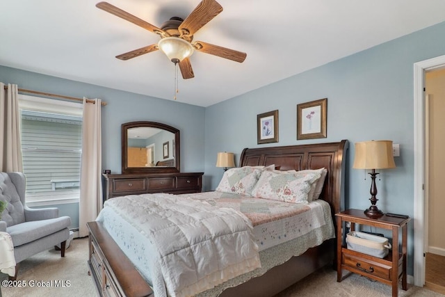 440 Posson Hill Rd, Middleburgh, NY 12122 - bedroom featuring light carpet, baseboards, and a ceiling fan