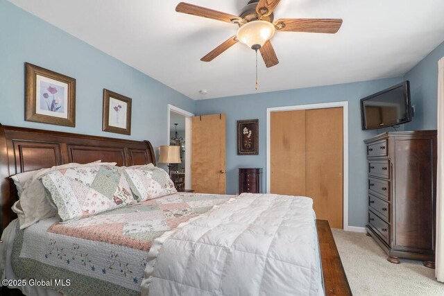 440 Posson Hill Rd, Middleburgh, NY 12122 - bedroom featuring light carpet and ceiling fan