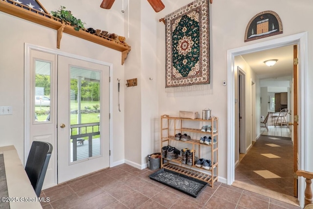 440 Posson Hill Rd, Middleburgh, NY 12122 - tiled foyer featuring ceiling fan and baseboards