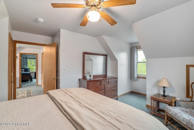 440 Posson Hill Rd, Middleburgh, NY 12122 - bedroom with carpet flooring, multiple windows, baseboards, and lofted ceiling