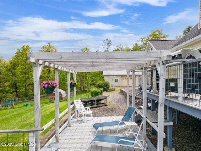 440 Posson Hill Rd, Middleburgh, NY 12122 - view of patio with a pergola and a deck