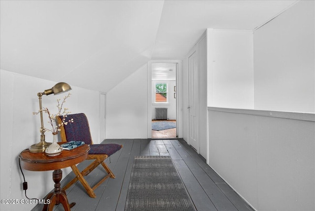 14 Grounds Pl, Colonie, NY 12205 - corridor with radiator, hardwood / wood-style floors, and lofted ceiling