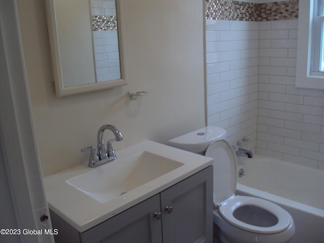 254 Church St, Amsterdam, NY 12010 - bathroom featuring toilet, vanity, and  shower combination