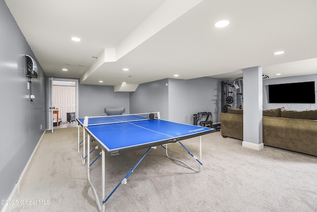 17 Brendan Ln, Niskayuna, NY 12309 - game room with baseboards, light colored carpet, and recessed lighting