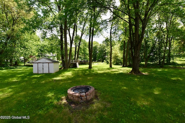23 Bayberry Dr, Halfmoon, NY 12065 - view of grassy yard with a fire pit