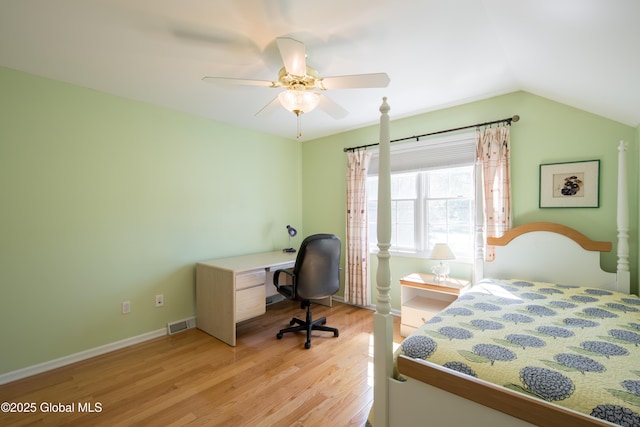 1 Avalon Ct, Colonie, NY 12211 - bedroom with wood finished floors, a ceiling fan, vaulted ceiling, and baseboards