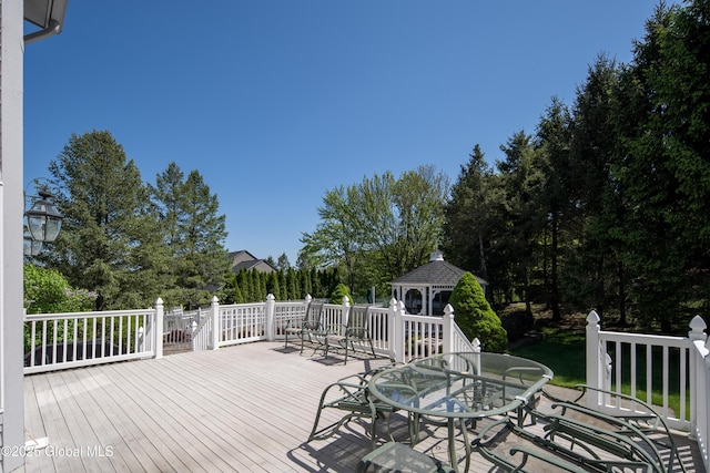 1 Avalon Ct, Colonie, NY 12211 - wooden deck with a gazebo and outdoor dining area