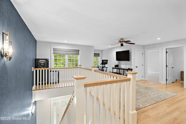151 Edie Rd, Wilton, NY 12866 - hallway featuring an upstairs landing, wood finished floors, and recessed lighting