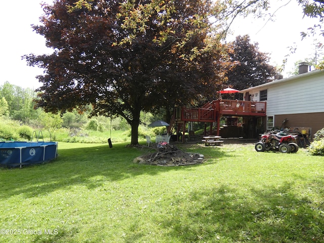 2541 N Line Rd, Galway, NY 12074 - view of grassy yard with a deck and an outdoor pool