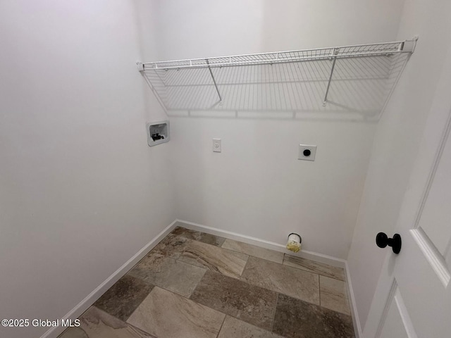 11 E Boylston St, Glens Falls, NY 12801 - laundry room with hookup for an electric dryer, hookup for a washing machine, baseboards, and stone tile floors