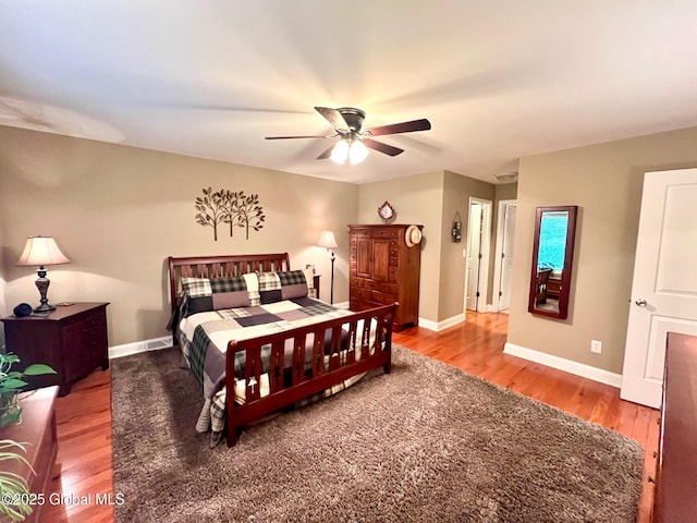 181 Fieldstone Dr, Niskayuna, NY 12304 - bedroom with wood finished floors, baseboards, and a ceiling fan