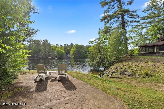 33 White Birch Dr, Lake Luzerne, NY 12846 - view of patio / terrace with a water view