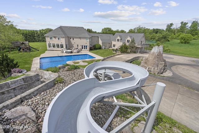 1310 Currybush Rd, Rotterdam, NY 12306 - swimming pool featuring a lawn and a patio