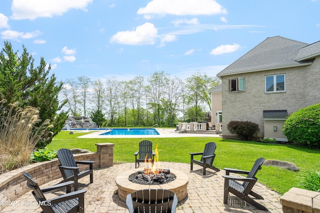 1310 Currybush Rd, Rotterdam, NY 12306 - view of patio with a fire pit and an outdoor pool