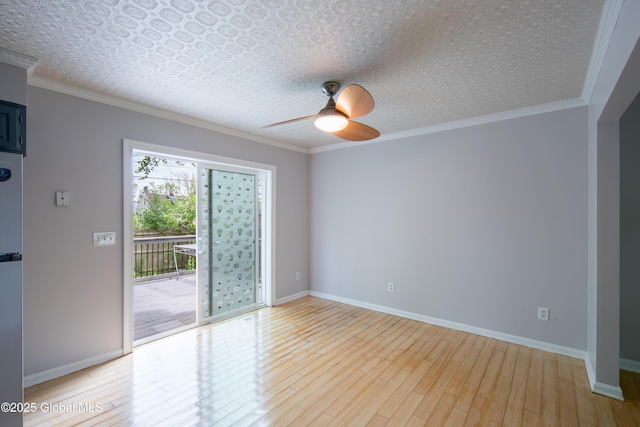 78 Dewitt Ave, Schenectady, NY 12304 - spare room featuring a ceiling fan, light wood-type flooring, baseboards, and crown molding