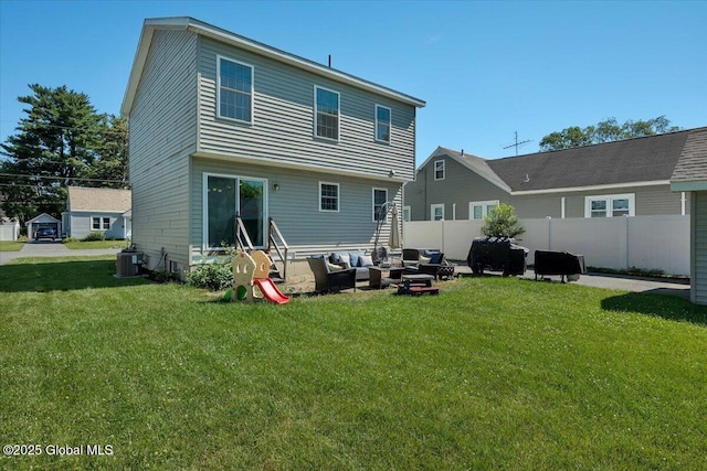 34 Wilson Ave, South Glens Falls, NY 12803 - back of house with entry steps and outdoor lounge area