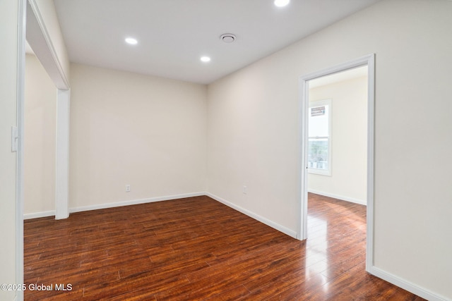 21 Kimball St, Amsterdam, NY 12010 - unfurnished room with recessed lighting, dark wood-style flooring, and baseboards