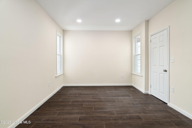 21 Kimball St, Amsterdam, NY 12010 - empty room with dark wood-style flooring, recessed lighting, and baseboards
