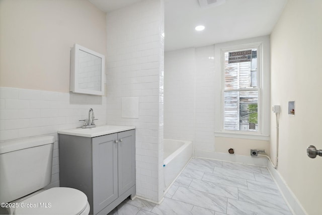 21 Kimball St, Amsterdam, NY 12010 - bathroom featuring toilet, vanity, and marble finish floors
