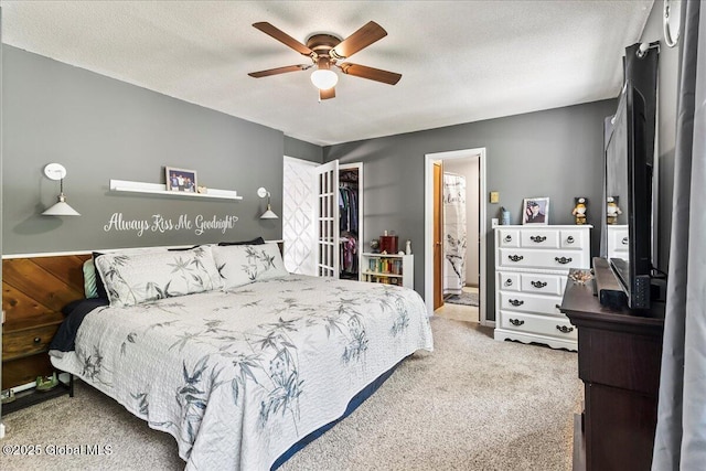 140 Redmond Rd, Moreau, NY 12831 - carpeted bedroom featuring a ceiling fan and a textured ceiling