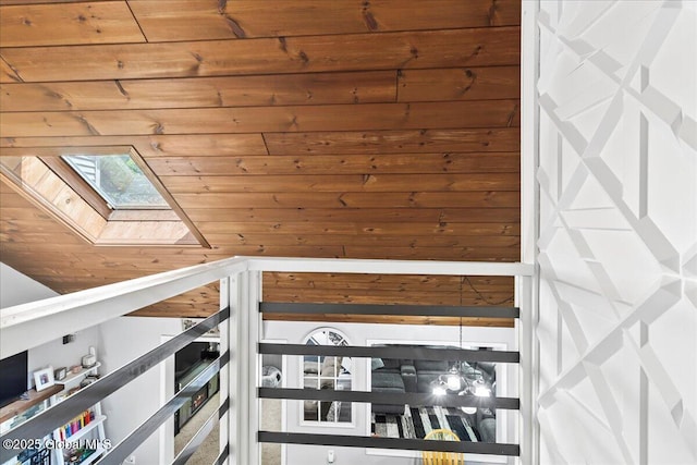 140 Redmond Rd, Moreau, NY 12831 - detailed view of a skylight, wooden ceiling, and wooden walls
