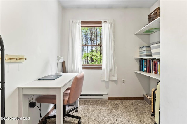 140 Redmond Rd, Moreau, NY 12831 - carpeted home office featuring baseboard heating and baseboards
