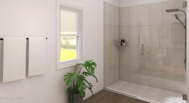 5 Seville Way, Bethlehem, NY 12158 - full bathroom featuring a stall shower and wood finished floors
