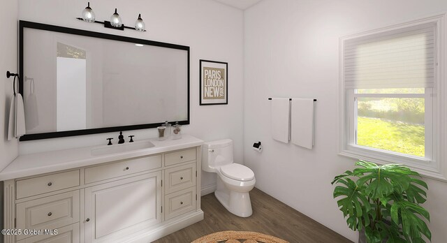 5 Seville Way, Bethlehem, NY 12158 - bathroom with vanity, toilet, and wood finished floors