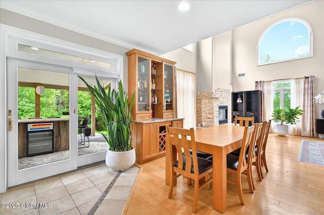 2085 Weast Rd, Princetown, NY 12137 - dining room featuring a towering ceiling and ornamental molding