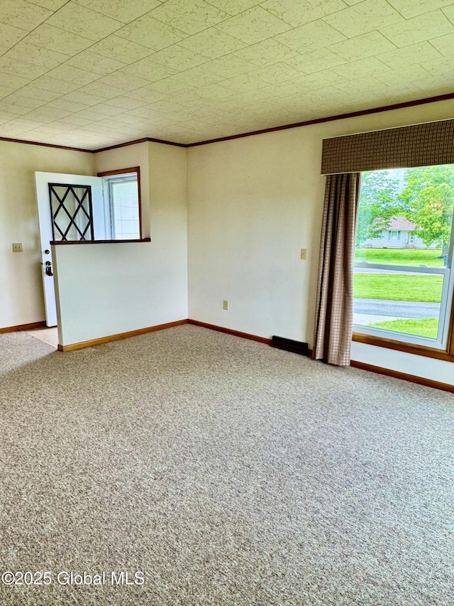 210 County Route 44, Argyle, NY 12809 - unfurnished room with carpet floors, baseboards, and ornamental molding