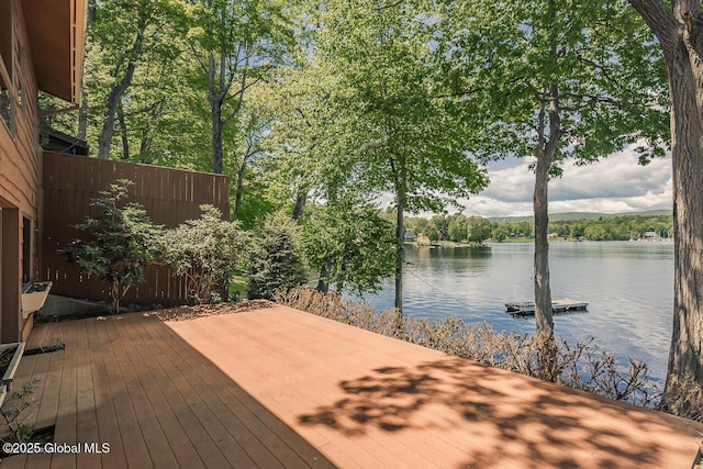 241 Kunkel Rd, Mayfield, NY 12117 - wooden terrace featuring a water view and a boat dock