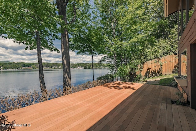 241 Kunkel Rd, Mayfield, NY 12117 - wooden deck featuring a water view