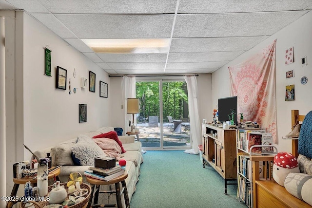 209 Chester Shores Rdg, Chester, NY 12817 - carpeted living area featuring a drop ceiling
