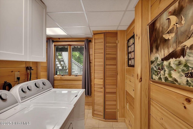 209 Chester Shores Rdg, Chester, NY 12817 - laundry room featuring cabinet space, washing machine and dryer, and light tile patterned floors