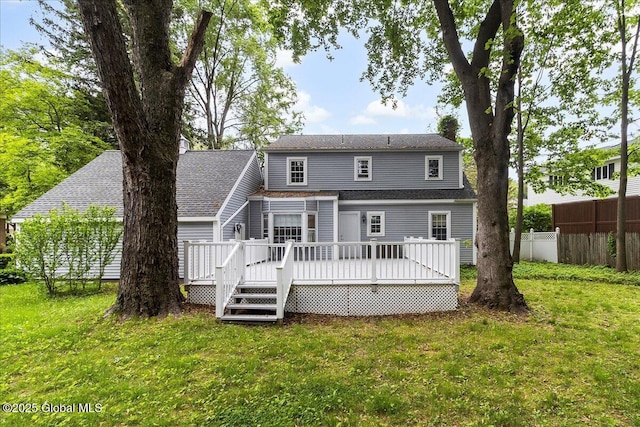 42 Pheasant Ridge Dr, Colonie, NY 12211 - back of house featuring roof with shingles and a deck