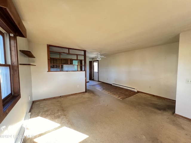 66 Plains Rd, Jackson, NY 12816 - unfurnished room with a baseboard radiator, baseboards, a ceiling fan, and carpet