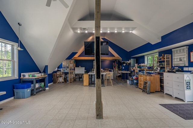 7 Western Ave, Charlton, NY 12019 - miscellaneous room with lofted ceiling and ceiling fan