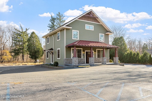 658 Saratoga Rd, Glenville, NY 12302 - view of front of house featuring covered porch and stone siding